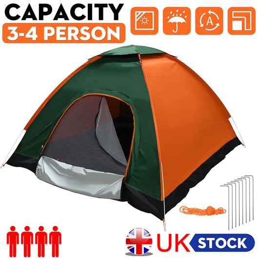 3-4 Man Person Automatic Pop up Tent Camping Outdoor Family Hiking Instant Tent