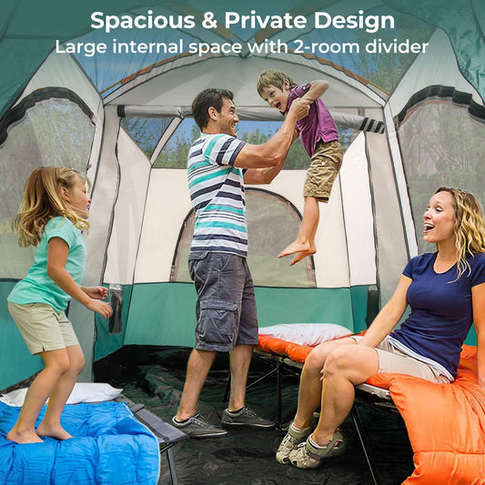 Large 6 Person Camping Tent featuring 2 Room Dividers! 