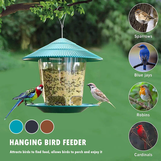 Outdoor Bird Feeder, Hanging Nut Feeding Multiple Hole Dispenser 