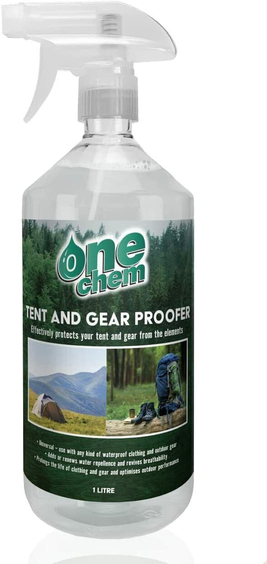 Tent and Gear Waterproof 1 Litre Spray Camping Hiking Waterproofer One Chem